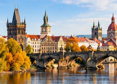 Charles Bridge and the Old Town towers in Prague